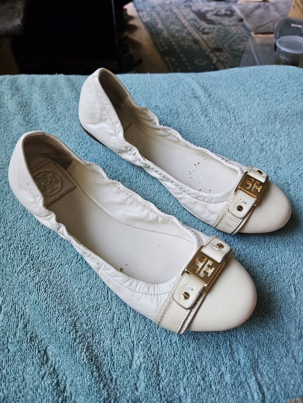Tory Burch ambrose flats white & cream womens size 9.5 shoes
